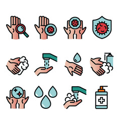 Cartoon hand hygiene and epidemic prevention - cleaning hands
