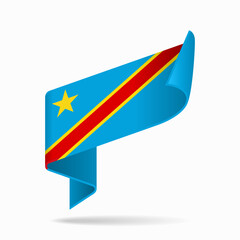 Congolese flag ribbon icon for patriotic, cultural, or national-themed designs. Vector illustration.