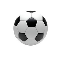 Naklejka premium White soccer ball with black accents, clean realistic sports object for design, advertising, and digital use, isolated on white or transparent background. PNG format.