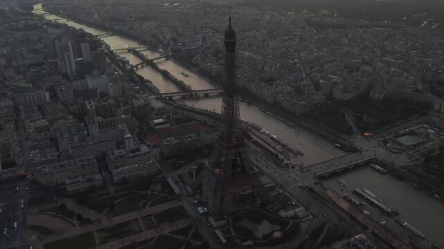 Aerial View of Paris at Dusk