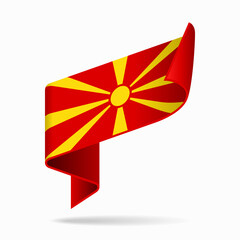 North Macedonian flag ribbon icon for patriotic, cultural, or national-themed designs. Vector illustration.