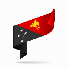 Papua New Guinea flag ribbon icon for patriotic, cultural, or national-themed designs. Vector illustration.