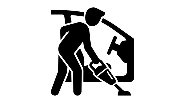 Car interior cleaning icon. Automotive detailing and vacuuming service pictogram. Flat design vector illustration isolated on white background