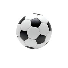 Fototapeta premium White soccer ball with black accents, clean realistic sports object for design, advertising, and digital use, isolated on white or transparent background. PNG format.