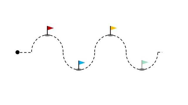 Animated Progress Path with Milestones and Checkpoints. Project Tracking Journey Visualization.