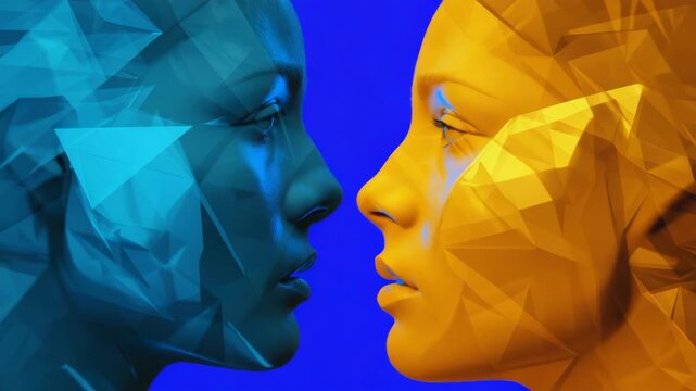 Video Two people standing face to face, possibly having a conversation or discussing something