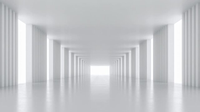 Abstract view of a futuristic white tunnel interior with smooth, White futuristic corridor tunnel with octagonal walls glowing panels leading,
Futuristic tunnel with glowing lights 
