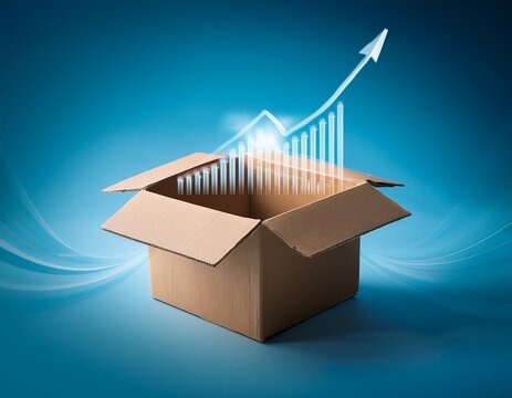box of opportunity an open cardboard box radiates with an upward trending bar graph symbolizing growth innovation and strategic advantage