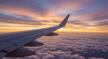 Obraz premium A Serene Airplane Journey Above the Clouds, Capturing Majestic Views of Landscapes Below