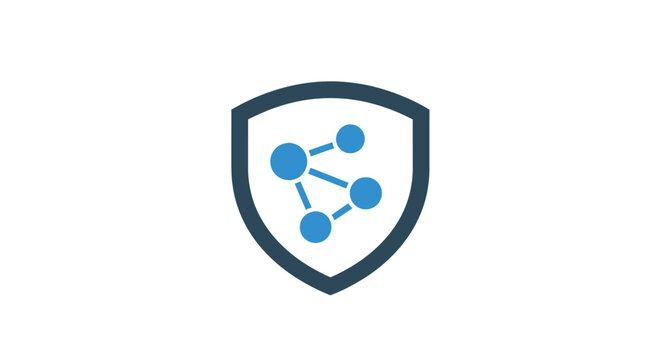Shield Icon with Network Diagram Inside.