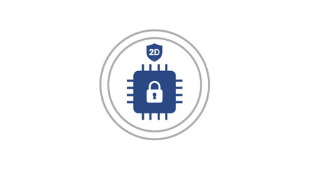Secure Microchip with Lock Icon Inside Circle.