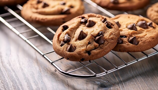 freshly baked chocolate chip cookies cooling on a wire rack delight for national cookie day chocolate chip cookie week cookie exchange day homemade cookies day