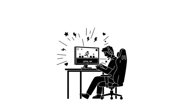 Gamer Silhouette Playing Game