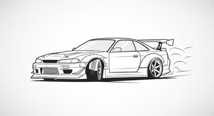 Tuning Car Drawing Speed Motion Line Art. © FENI