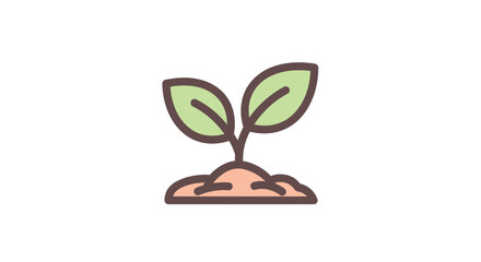 Simple Green Seedling with Two Leaves.