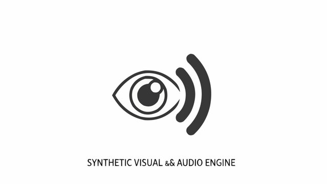 Eye Icon with Sound Waves Symbol.