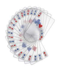 Clear playing cards with frosted sections.