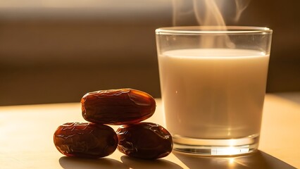 Steaming Hot Milk with Dates.