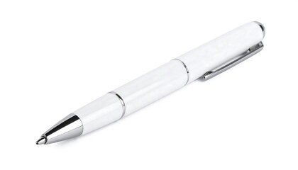 Fototapeta premium Modern silver metal ballpoint pen.