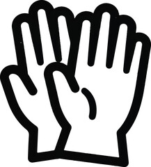 Obraz premium Simple Black and White Outline of Two Open Hands and Gloves for Protection or Work