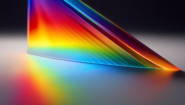 interplay of refracted light and rainbow patterns on a smooth white surface created by a prism