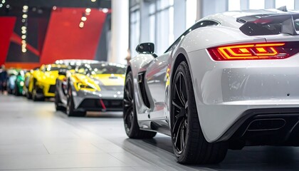 Luxury sports cars in a row.