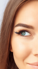 Captivating close-up of model's eye with flawless makeup emphasizing beauty and precision