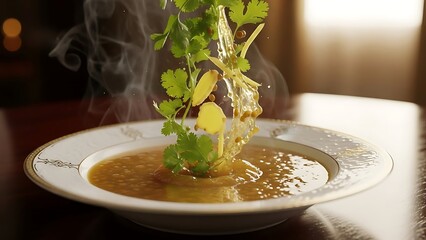 Steaming Hot Vegetable Soup Dish.