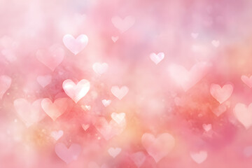 Background filled with hearts in pink shades during a festive event or celebration in a romantic setting