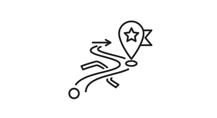 Simple Line Drawing of Person with Location Pin.