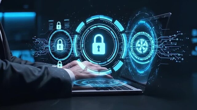 Cybersecurity Data Protection Shield with Encrypted Network and Firewall Security Concept