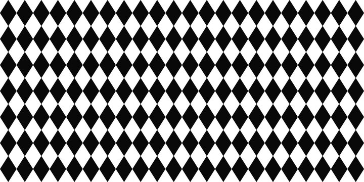 A seamless rhombus or harlequin or argyle pattern made of black diamonds on white. High-resolution, suitable for banner designs, backdrops, presentation backgrounds, tablecloths, clothing, fabric.