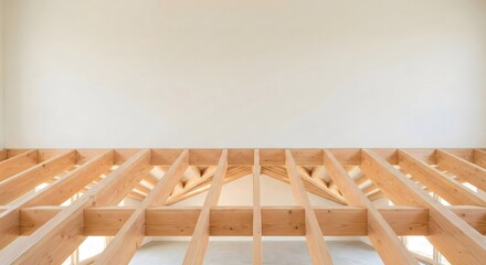 Fototapeta premium Wooden floor and ceiling beams in an empty room