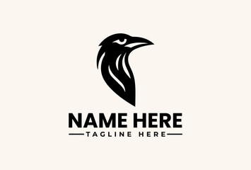 Fototapeta premium A stylized black bird logo illustration with a bold typographic design on a clean white background, featuring placeholder text for a company name and tagline.
