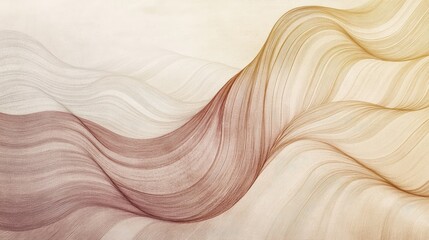 Obraz premium Ethereal Waves of Finely Drawn Lines in Warm Gold and Terracotta Hues