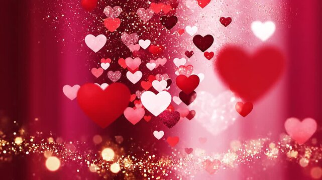 Valentine's Day flying heart red pink background animation