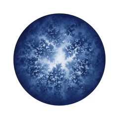 Obraz premium Abstract blue watercolor circle painting creating an organic texture. Artistic modern art for decor, background, or graphic design.