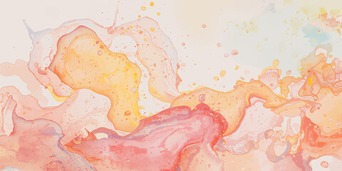 Obraz premium Abstract watercolor background painting with pink and orange paint splashes on vintage grunge paper texture for artistic wallpaper decoration and floral card design illustration backdrop