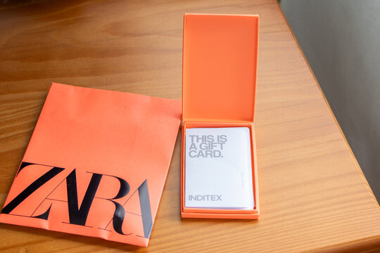 Zara physical gift card with inditex branding