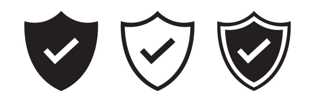Shield Check Icon Set &ndash; Security, Protection & Verified Safety Vector