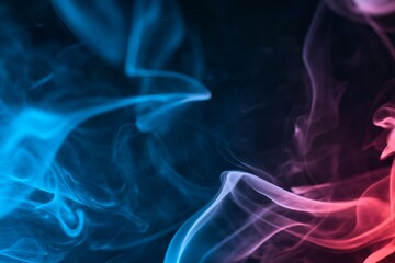 Obraz premium Colorful abstract smoke waves flowing on a black background