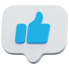 Obraz premium 3D White Social Media Like Thumb Notification Bubble Icon