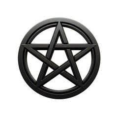 Obraz premium Black pentagram symbol on a dark circular background