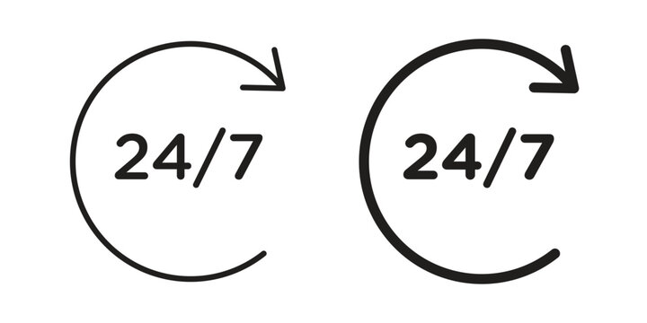 24 7 support icon illustrations. Pack of vector icons for ui ux