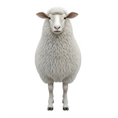 Fototapeta premium A fluffy sheep standing on a white background