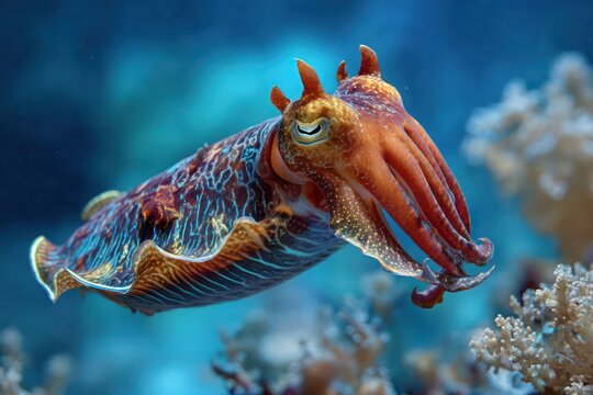 Unique flamboyant cuttlefish with vivid color display