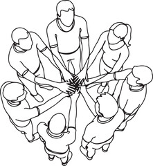 Group of people putting their hands together in a circle  teamwork and unity concept
