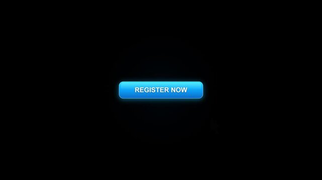 Modern Register Now Button Click Animation with Cursor and Ripple Effect on Black Background 4K Seamless Loop