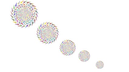 Vibrant multicolored feather patterns swirling in dynamic circular motion © ALI