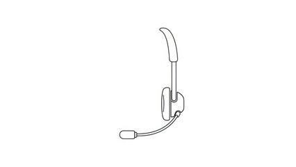 Minimalist line art drawing of a modern headset microphone with flexible boom arm